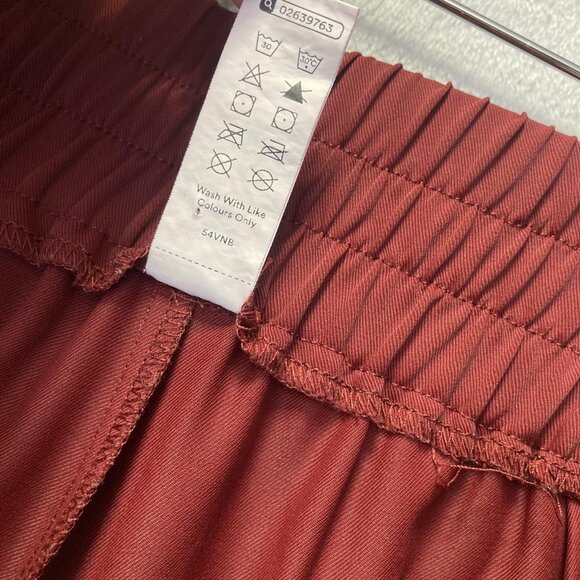 Halara Pleated Wide Leg Pants Womens Medium Petite MP Red High Rise Elastic - Picture 14 of 14